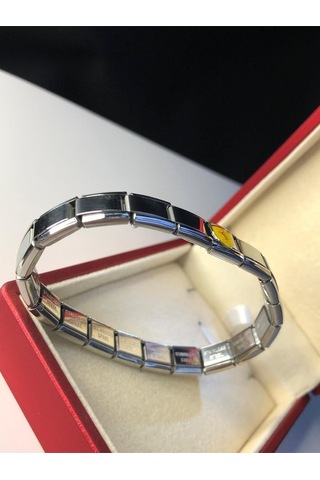 Erkek Kadın Çelik Bileklik - Ferrari Logo Model Italy Nomi Charm Sevgiliye Eşe Babaya Gümüş