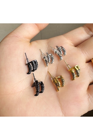 Cadılar Bayramı Dileği Retro Kafatası El Kemiği Küpeler Moda Gotik Koyu Stil Küpeler Antik Altın