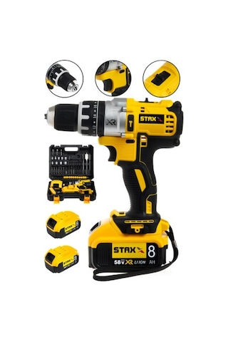 Staxx Power XR5800 58V 8Ah Samsung Akülü Darbeli Şarjlı Vidalama Matkap + 30 Parça Set