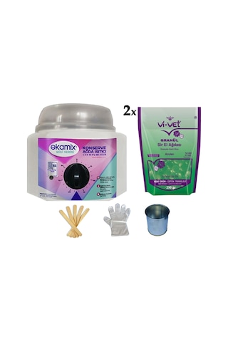 Ekamix Konserve Ağda Makinesi + Vivet Azulen Granül Ağda 2'li + Cezve