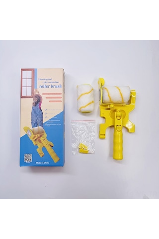 Yunboo Sınır Olmayan Boya Fırçası - Uzun Saplı Renk Ayırma Aleti: 1 Fırça + 2 Rulo + 2 İnce Tıraşlı Fırça Sarı Renkli Kutu Seti