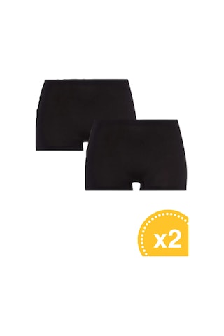 Miresa Basic Lazer Kesim Dikişsiz Kadın Boxer Külot 2'li Paket Siyah