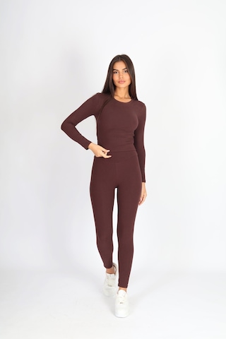 Soft&Basic Kadın Slım Fit Esnek Kahverengi Tayt Kahverengi