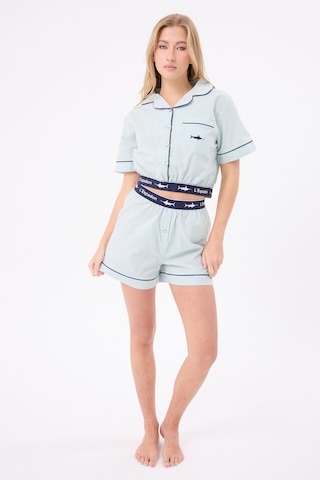 Lespadon Marısılk Seastrıpe Kadın Yazlık Şortlu Crop Gömlekli Pijama & Lounge Takımı-3177 Yesil