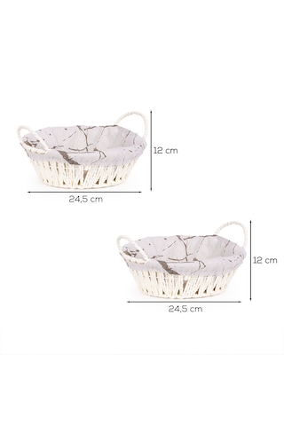 Porsima Mio-020 2li Hasır Görünümlü Yuvarlak Ekmek Sepeti Beyaz
