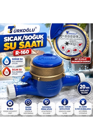 Türkoğlu Remont Sıcak Soğuk Su Sayacı - Ev İşyeri Tipi Su Saati-r160 Beyaz