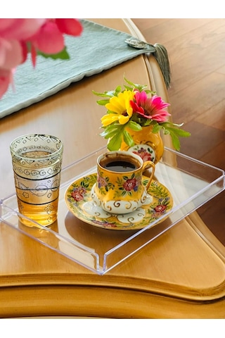 Makri Home 2'li Kristal Şeffaf Sunum Tepsisi 225 X 145 X 20 Mm Beyaz