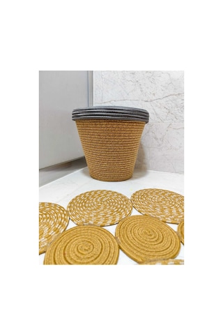 Jüt, Hasır, Çöp Kovası, Mutfak Çöp Kovası, Banyo Çöp Kovası, Doğal, Natürel, Jüt Kova, Modern Kova Açık Kahverengi Açık Kahverengi