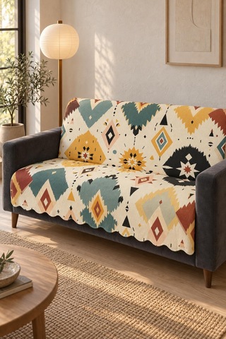 Çok Amaçlı Kadife Koltuk Örtüsü Kaymaz Süngerli 165x215 Cm Modern Bohem Çekyat Şalı Piknik Masa Örtüsü Alk17 Renkli
