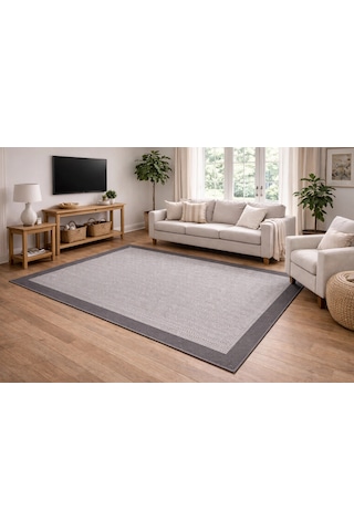 Mess Modern Dekoratif Yumuşak Dokulu Sisal Halı 3939 Antrasit Siyah Çok Renkli