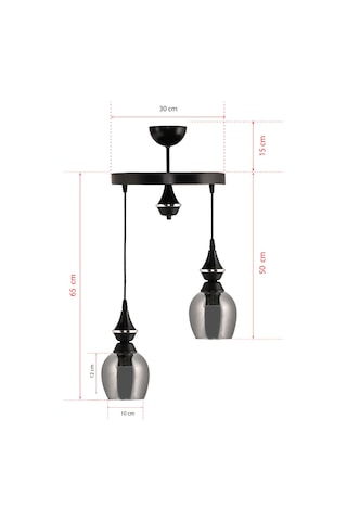 Dd İkili Pera Sarkıt Avize Füme Camlı Siyah2