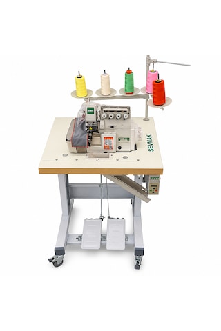 Sevmak Sk-700-05d Hem Kesme Hem De Sağlam Zincir Dikişi Bir Arada 5 İplik Overlok Makinası Ev İçin Uygun Küçük Masalı Grey