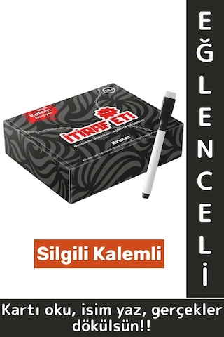 Eğlenceli Arkadaş Grup Tatil Yılbaşı Silgili Kalemli Cesur Brutal İtiraf Oyunu 45 Kart