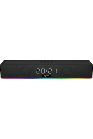 Lecoo DS103 Kablosuz Bluetooth 10W RGB Saat/Alarm Stereo Soundbar Hoparlör Siyah