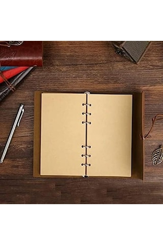 Yaprak Desenli Kahverengi Deri Defter Dekoratif Hediyelik Çok Renkli