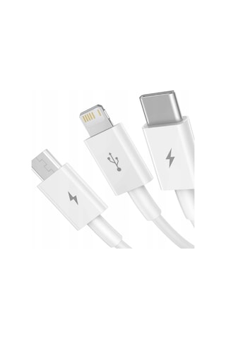 Baseus Superior Series Micro+lightning+type-c Üçlü Hızlı Şarj Veri Kablosu 3.5a 1.5m Beyaz