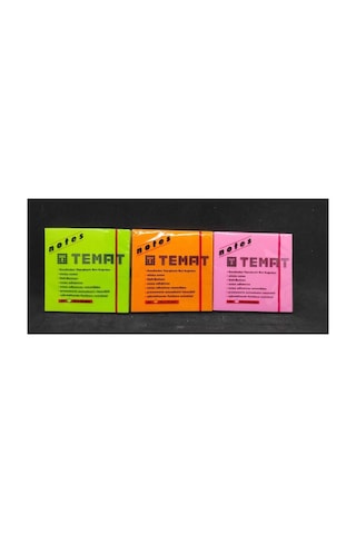 Yapışkanlı Not Kağıdı, 80 Yaprak, 3 Renk, 75x75 Mm
