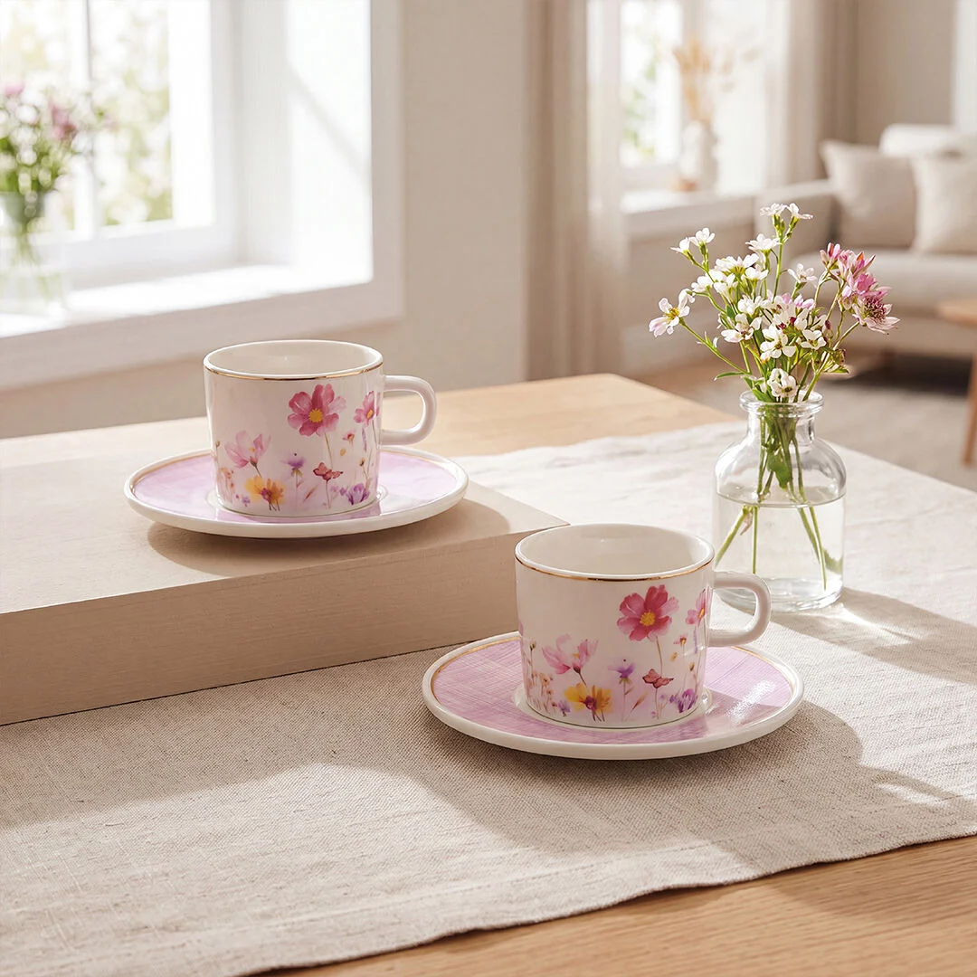 Güral Porselen Mental 4 Parça Çay Fincan Takımı 67091 Pembe