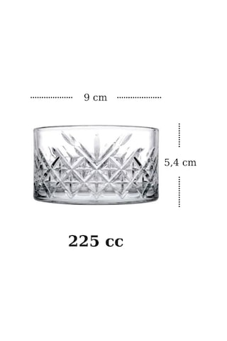 Timeless Heybeli Model 24 Parça Set Çay Bardağı Çay Tabağı Çerezlik Ayaklı Su/likör Bardağı Şeffaf