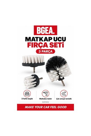 Bgea Premium Fırça Seti-matkap Ucu Fırça Seti 3 Parça Beyaz