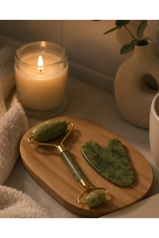 Northcity 2 Parça Jade Stone Cilt Bakım Seti - Şişkinlik Karşıtı Yüz Masajı Ve Gua Sha