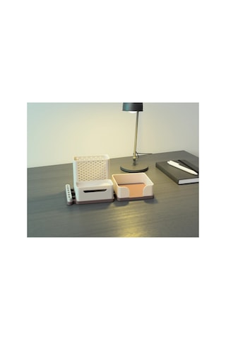 Desktop Organizer Beyaz Kahverengi