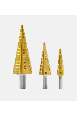 Yüksek Kaliteli Demir Delme Pançı Şarjlı Matkap Uyumlu Üç Farklı Boyutta Kademeli Delme Panç Seti