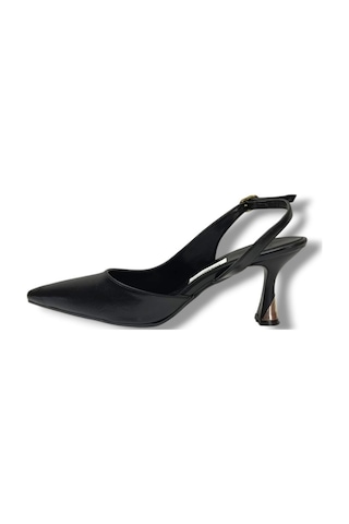 C-shoes Bç93-26 Yıkama Cilt İnce Topuk Arkası Açık Kadın Stiletto 8cm Siyah
