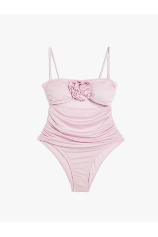 Koton Straplez Mayo Çiçek Aplike Detaylı Çıkarılabilir Askılı Drapeli Pembe 4sak20190mm Pembe