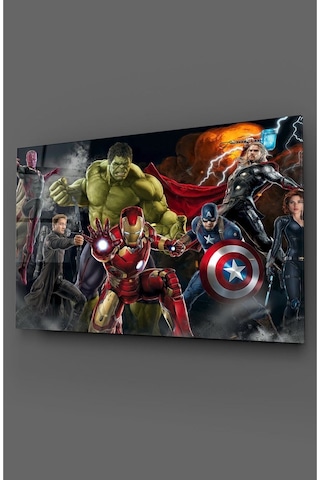 Marvel Karakterleri Cam Tablo