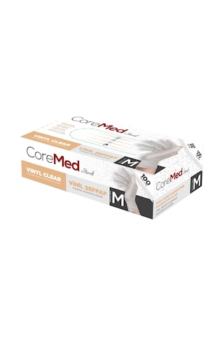 Vinil Şeffaf Muayene Eldiveni M - 1 Paket 100'lü
