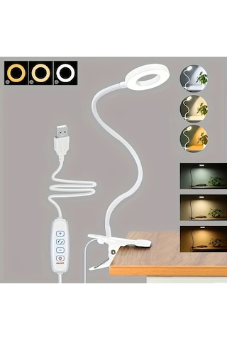 Boatshop1 Beyaz Usb Sarj Edilebilir 360 Derece Donen Led Masa Lambasi Goz Koruma Okuma Ofis Bitki Buyutmek Icin Beyaz