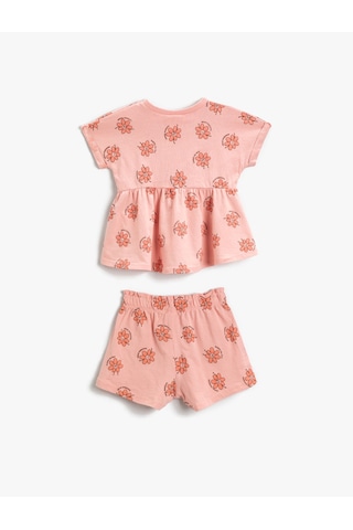 Koton Çiçek Baskılı Alt Üst Set Pamuklu Pembe Desenli 2smg10047ak Pembe