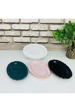 Porselen Altın Yaldızlı İstridye Çerezlik Reçellik Lokumluk Sosluk 1 Adet Petrol