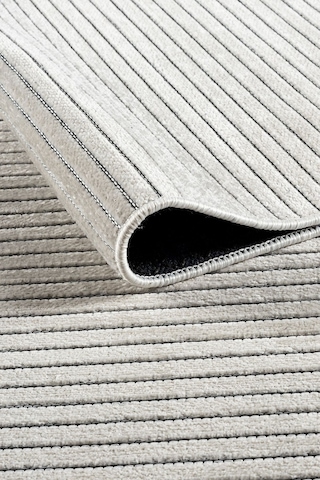 Line Serisi Kaymaz Taban Yıkanabilir Dekoratif Modern Şönil Kilim Bej