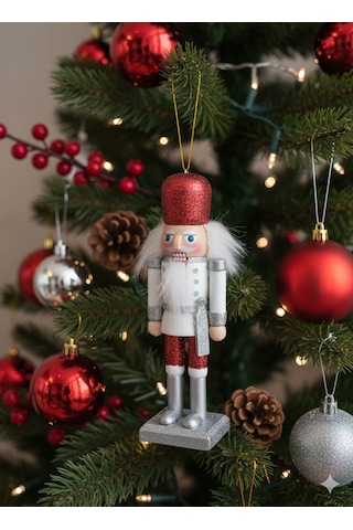 Kurşun Asker 13cm Kırmızı Şapkalı Ahşap Yılbaşı Süsü