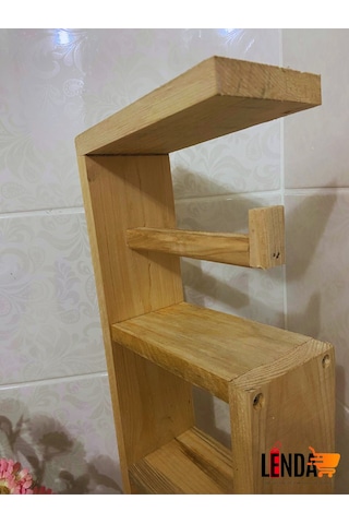 Çok Amaçlı Doğal Desenli Ahşap Tuvalet Kağıdı Standı Çam Ağacından Üretilmiştir. Bej