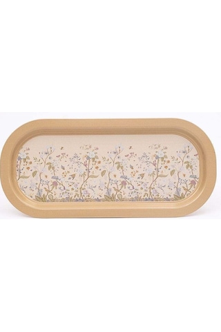 Flora Desenli Baton Metal Tepsi, 16 X 35 Cm