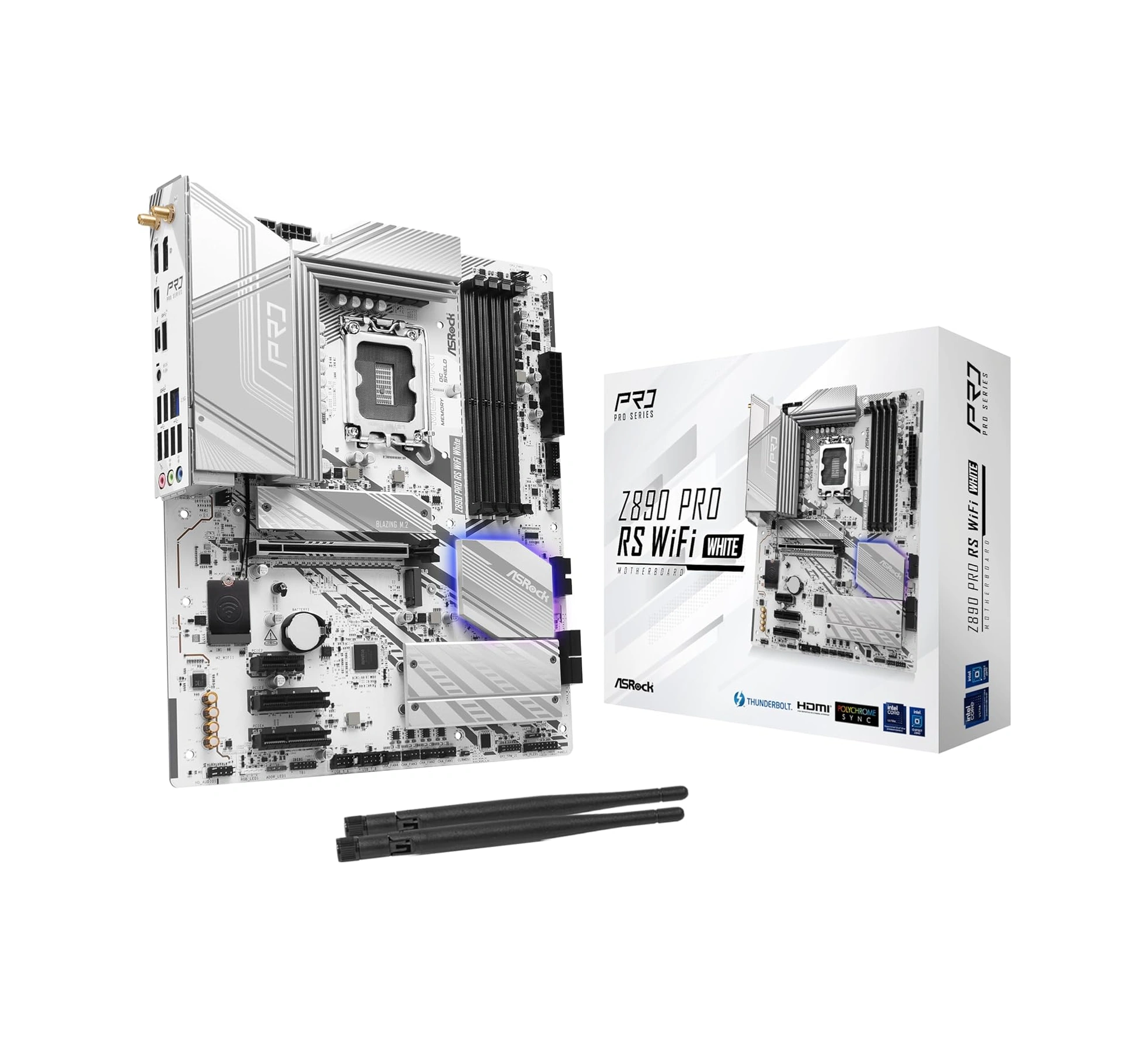 Asrock Z890 Pro Rs Wifi 6e Beyaz Intel Core Ultra Lga1851 Rl-ılm Ddr5 8666 Mhz 256 Gb Atx Anakart M.2
