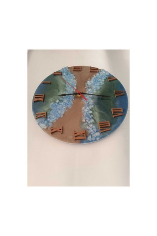 Lüks Artizan Epoksi Duvar Saati - 35x35 Cm Özel Tasarım Cam Kırığı Dokulu Salon Ve Ofis Saati Çok Renkli