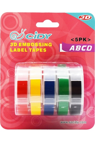 5'li Paket Etiket Makinesi Yedekleri 9mm 300cm/rulo Manuel Kabartma Etiket Şeridi Yedekleri Dymo 12813/12814/1610/1540/1535/1575/17266 İle Uyumlu 5 Rulo