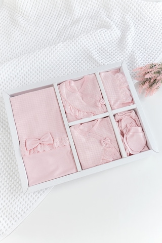 Fistolu Kendinden Desenli 10'lu Kız Bebek Hastane Çıkışı Bebek Takımı Çok Renkli