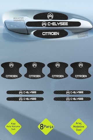 Citroen C-elysee Karbon Desenli Kapı Kolu Koruyucu Set Çizilmelere Karşı Dayanıklı Ve Dekoratif Tasarım