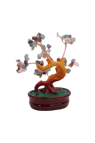 Feng Shui Doğal Kuvars Taşlı Bonsai Şans Bereket Çakra Meditasyon Ağacı Biblo Ev Ofis Hediyesi Mdl 1