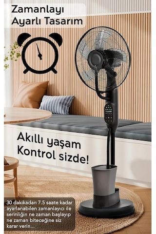 Buzlu Vantilatör Buharlı Nemlendirici Fan Zaman Ayarlı 2.8 Litre 75 Oda Soğutucu Dijital