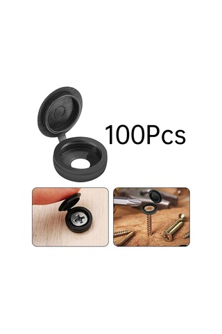 Yuntech01 Plastik Vida Kapağı Gümüşleme Korumalı, Toz Ve Çirkinliği Gizleyen, 13mm Çaplı, 100 Adet Paket Siyah