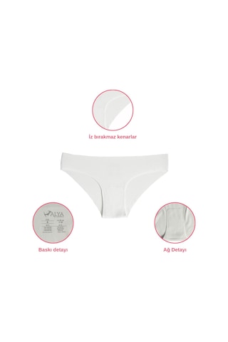 Alya Underwear Basic Lazer Kesim Kadın Bikini Külot Dikişsiz Kadın Slip - Ultra Esnek Ve Rahat 6'lı Paket Ekru