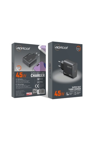 Apricot Apc-u445/b 45w Gan Siyah Hızlı Ev Şarj Adaptörü