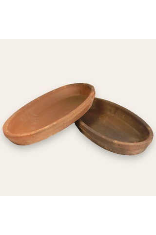 2'li Toprak Sırsız Oval Balık Güveci Pişirme Tavası 30x15x4