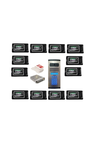 21 Daire Nts 2001-s 4,3'' Görüntülü Diafon Siyah-8003 Tuş Takımlı Şifreli Zil Panelli Set